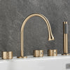 Luxury Brass Deck Mounted 5 Hole Bathtub Basin Faucet Mixer Water Tap