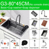 Multifunction Black Kitchen Sink Waterfall Faucet Large Wash Basin