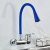 Brass Wall-Mounted Kitchen Faucet Dual-Hole Hot Cold Water Mixer Tap