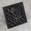 Brass Square Shower Drain Art-Carved Bathroom Floor Drain Strainer