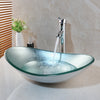 Tempered Glass Vessel Sink Set Countertop Basin with Faucet Mixer