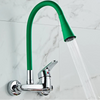 Brass Wall-Mounted Kitchen Faucet Dual-Hole Hot Cold Water Mixer Tap