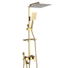 4-Function Brass Shower System with Storage Shelf Rain Shower Faucet