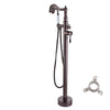 Vintage Floor Mount Brass Bathtub Faucet Water Mixing Bathroom Tap Set