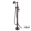 Vintage Floor Mount Brass Bathtub Faucet Water Mixing Bathroom Tap Set