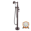 Vintage Floor Mount Brass Bathtub Faucet Water Mixing Bathroom Tap Set