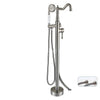 Vintage Floor Mount Brass Bathtub Faucet Water Mixing Bathroom Tap Set
