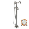 Vintage Floor Mount Brass Bathtub Faucet Water Mixing Bathroom Tap Set