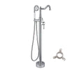 Vintage Floor Mount Brass Bathtub Faucet Water Mixing Bathroom Tap Set