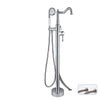Vintage Floor Mount Brass Bathtub Faucet Water Mixing Bathroom Tap Set