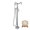 Vintage Floor Mount Brass Bathtub Faucet Water Mixing Bathroom Tap Set