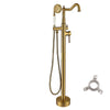 Vintage Floor Mount Brass Bathtub Faucet Water Mixing Bathroom Tap Set