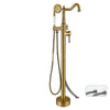 Vintage Floor Mount Brass Bathtub Faucet Water Mixing Bathroom Tap Set