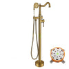 Vintage Floor Mount Brass Bathtub Faucet Water Mixing Bathroom Tap Set