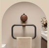 Vintage Walnut Wood Towel Ring Suction Cup Wall Bathroom Towel Holder