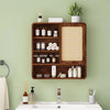 Wall Hanging Wood Medicine Bathroom Cabinet with Flax Sliding Door