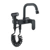 Wall-Mount Brass Kitchen Faucet Swivel Spout Water Mixer with Sprayer