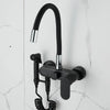 Wall-Mount Brass Kitchen Faucet Swivel Spout Water Mixer with Sprayer