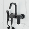 Wall-Mount Brass Kitchen Faucet Swivel Spout Water Mixer with Sprayer