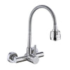 Wall-Mount Brass Kitchen Faucet Swivel Spout Water Mixer with Sprayer