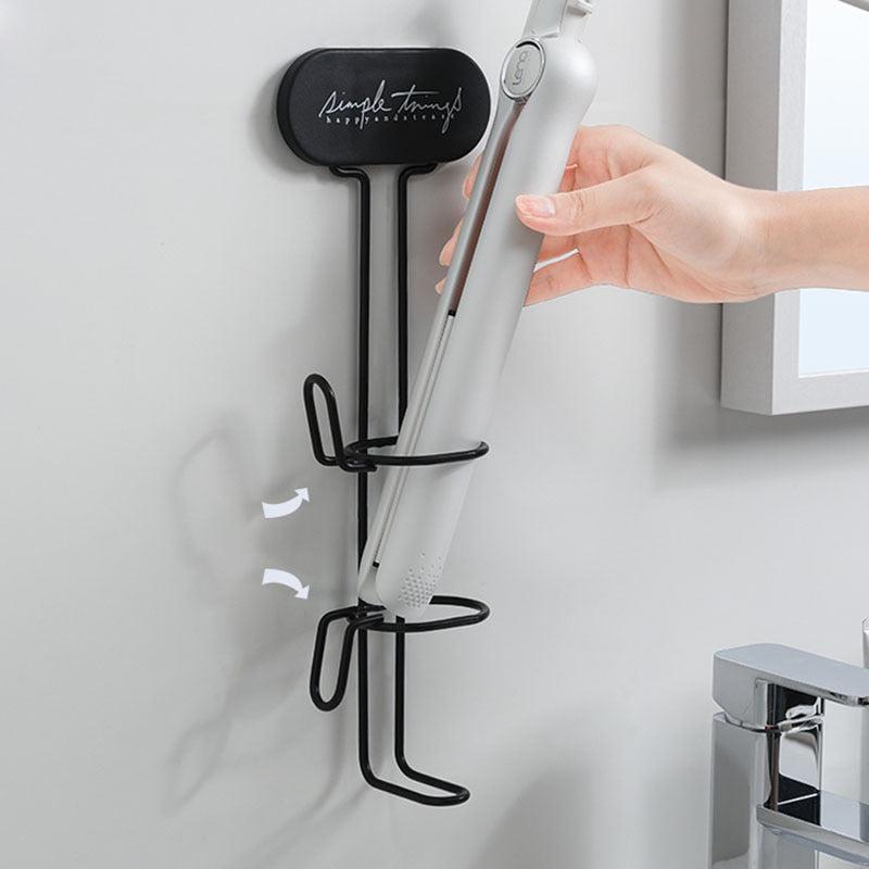 Wall Mount Hair Dryer Holder Straightener Curling Iron Storage Shelf Index Bath