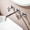Wall Mounted 3-Hole Basin Faucet Concealed Brass Hot Cold Mixer Tap