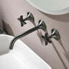 Wall Mounted 3-Hole Basin Faucet Concealed Brass Hot Cold Mixer Tap