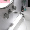 Wall Mounted Brass Bathroom Faucet Double Handle Water Mixer Basin Tap