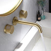 Wall Mounted Brass Bathroom Faucet Double Handle Water Mixer Basin Tap