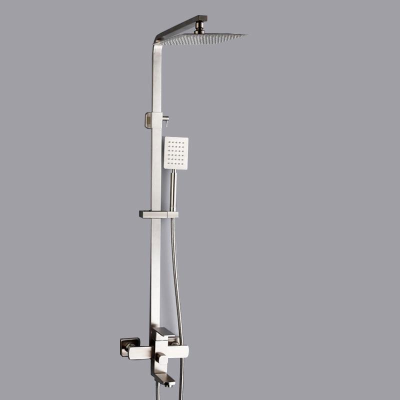 Wall Mounted Hot Cold Water Mixer Rain Shower Faucet System Set