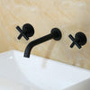 Wall Sink Basin Mixer Tap Set Bathroom Spout Faucet With Double Lever