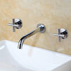 Wall Sink Basin Mixer Tap Set Bathroom Spout Faucet With Double Lever