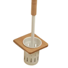 Walnut Stainless Steel Wall-Mounted Toilet Brush Holder Storage Rack