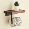 Walnut Wood Wall-Mount Tissue Holder Bathroom Toilet Paper with Shelf