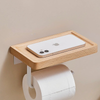 Walnut Wood Wall-Mount Tissue Holder Bathroom Toilet Paper with Shelf