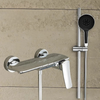 Waterfall Big Plate Brass Bathtub Mixer Set with Slid Bar Shower Faucet
