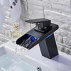 Waterfall Spout With A Single Handle Basin Faucet Mixer Tap with LED Light