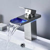 Waterfall Spout With A Single Handle Basin Faucet Mixer Tap with LED Light