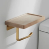Wood Tissue Holder Wall-mounted Toilet Paper Roll Holder with Shelf