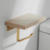 Wood Tissue Holder Wall-mounted Toilet Paper Roll Holder with Shelf