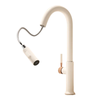 Wooden Handle Kitchen Faucet Stainless steel Pull-Out Mixer Tap