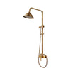 Antique Brass Shower System Retro Wall Mounted Bath Shower Faucet Set