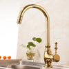 Gold Brass Kitchen Faucets Sink Mixer Tap Rotating Deck Mounted Tap